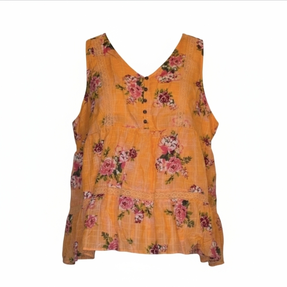 NWT Torrid Peach and Pink Floral Sleeveless Blouse Size 4 (4X)